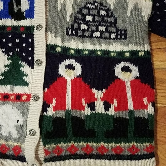 Vtg valerie stevens wool christmas sweater button down - Picture 8 of 9